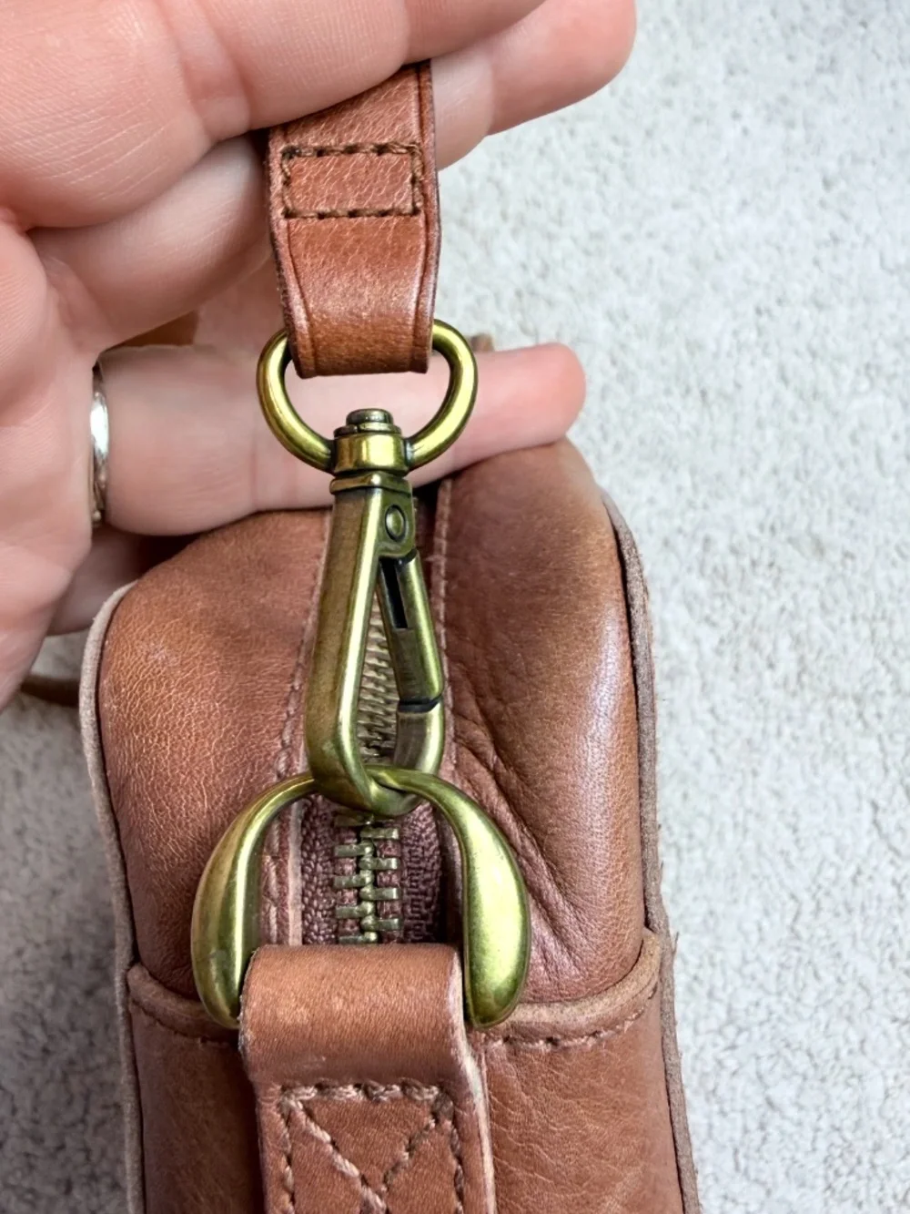 Madewell Transport Camera Bag Genuine Leather Crossbody Purse Brown